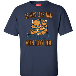 Fuzzballs Mens T-shirt - It Was Like That When I Got There - Navy