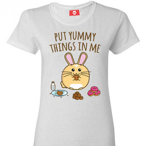 Fuzzballs Womens T-shirt - Yummy Things - White