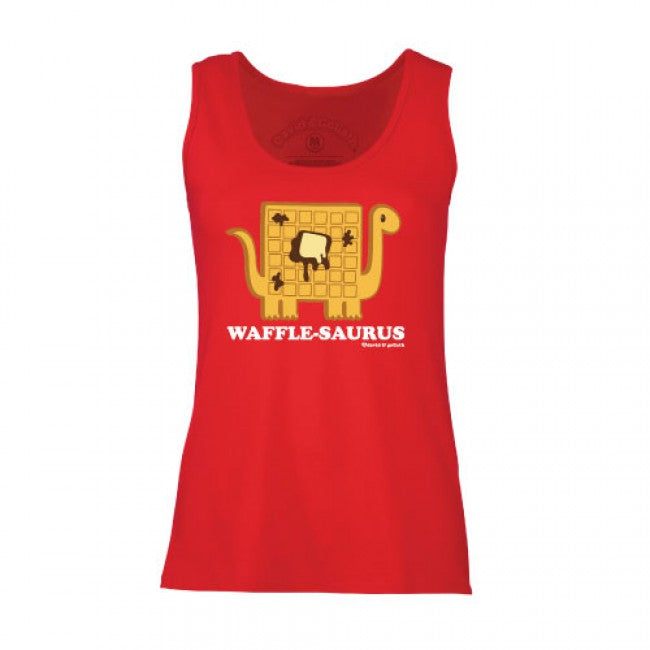 David and Goliath Vest Top - Wafflesaurus - Red
